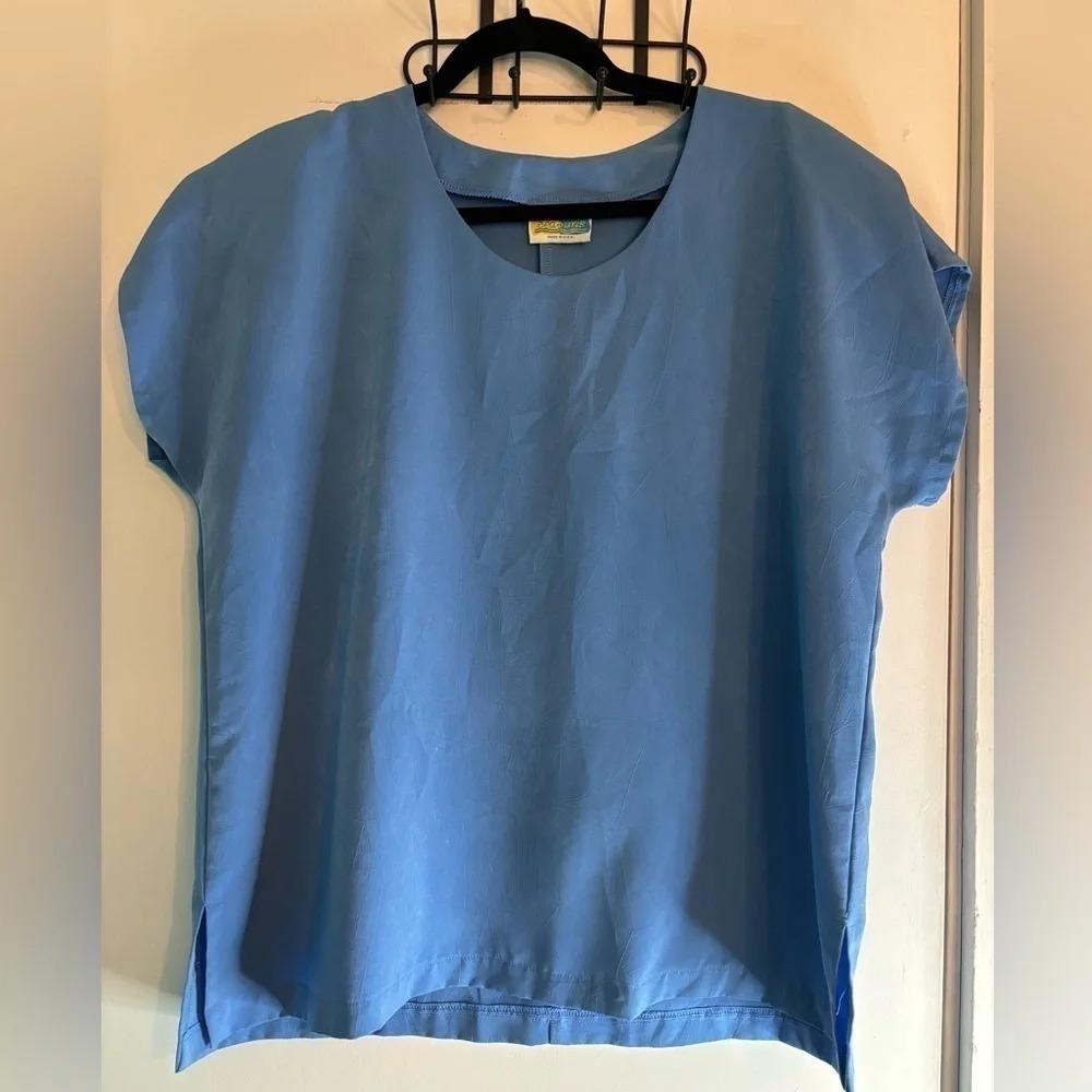 Vintage Sea Suns Womens Large Boxy Top Short Sleeve Crew Neck Shoulder‎ Pads